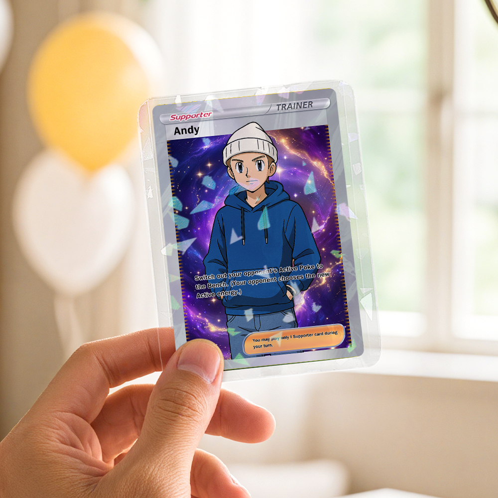 Carte De Jeu Vidéo D'anime Personnalisée Avec Votre Photo Et Votre Nom | Cadeau Unique Pour Les Fans Et Les Couples | Idée Cadeau De Noël - votrecollierprenomfr