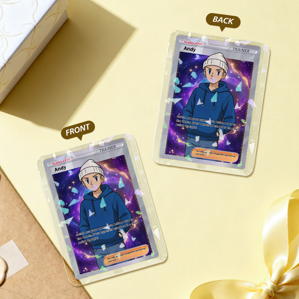 Carte De Jeu Vidéo D'anime Personnalisée Avec Votre Photo Et Votre Nom | Cadeau Unique Pour Les Fans Et Les Couples | Idée Cadeau De Noël - votrecollierprenomfr