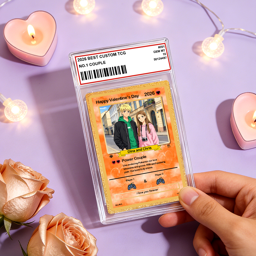 Carte De Saint-valentin Personnalisée Pour Couple, Carte D'anniversaire Personnalisée Avec Photo De Couple Style Anime, Cadeau Idéal Pour La Saint-valentin. - votrecollierprenomfr