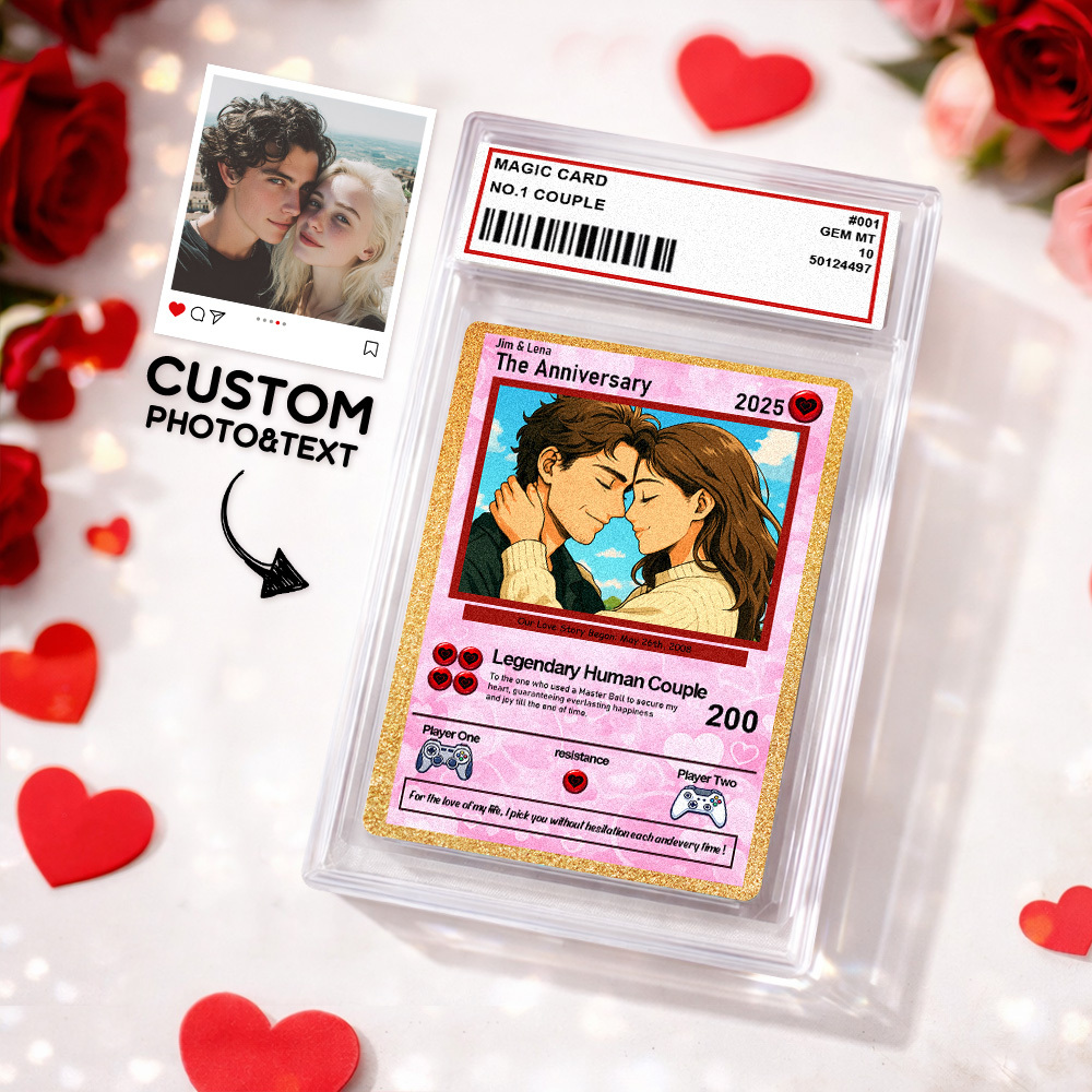 Carte De Saint-valentin Personnalisée Pour Couple, Carte D'anniversaire Personnalisée Avec Photo De Couple Style Anime, Cadeau Idéal Pour La Saint-valentin. - votrecollierprenomfr