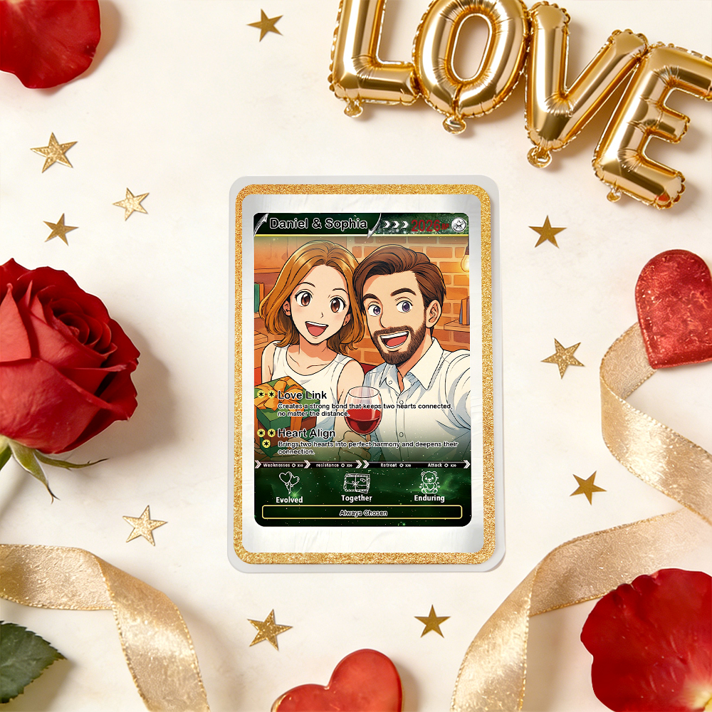 Carte De Saint-valentin Personnalisée Pour Couple, Carte D'anniversaire Personnalisée Avec Photo De Couple Style Anime, Cadeau Idéal Pour La Saint-valentin. - votrecollierprenomfr