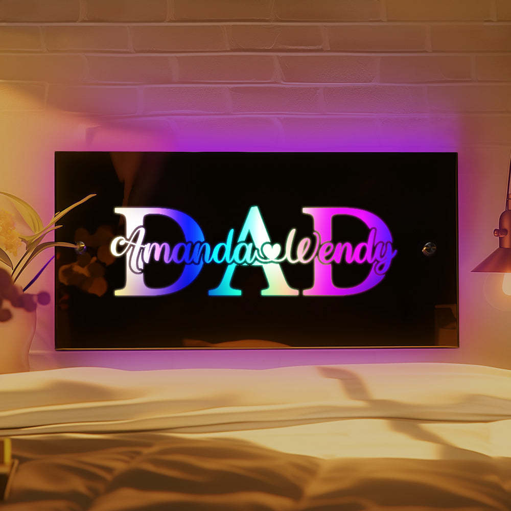 Lumière De Miroir Personnalisée Avec Nom, Cadeau Créatif Pour La Fête Des Pères - GiftLabfr