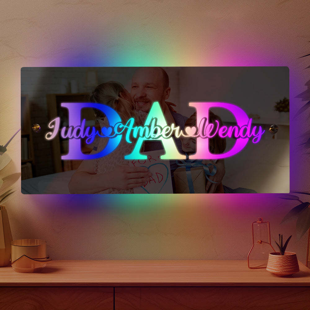 Lumière De Miroir Personnalisée Avec Nom, Cadeau Créatif Pour La Fête Des Pères - GiftLabfr