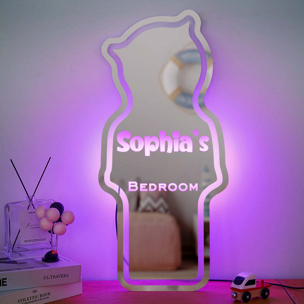 Cadeau D'ours De Chambre D'enfant De Lumière De Miroir De Nom Personnalisé - GiftLabfr