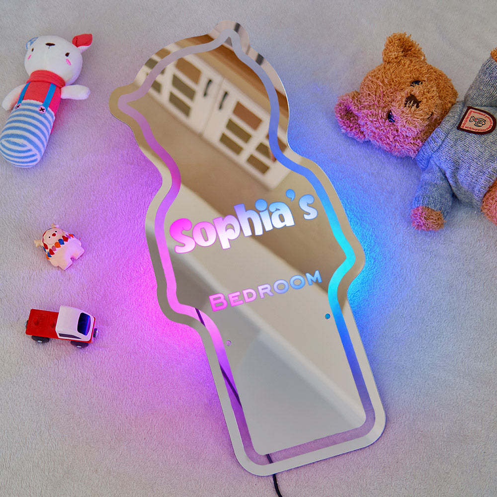 Cadeau D'ours De Chambre D'enfant De Lumière De Miroir De Nom Personnalisé - GiftLabfr