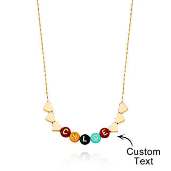 Collier De Lettres Personnalisé, Perles De Couleur, Nom De Cœur, Cadeau Pour Elle - votrecollierprenomfr