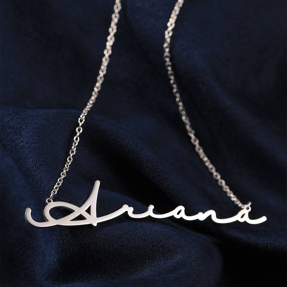 Collier De Nom Personnalisé Signature Style Nom Collier Argent Cadeau Personnalisé Pour Elle - votrecollierprenomfr