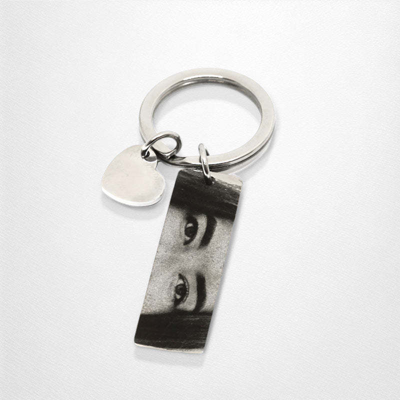Porte-clés Œil Avec Pendentif Cœur, Porte-clés Photo Gravé, Cadeau Idéal Pour Elle - votrecollierprenomfr