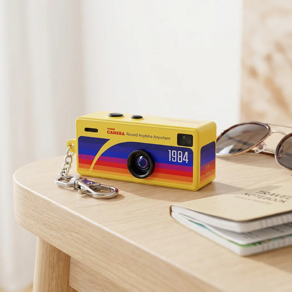 Porte-clés Appareil Photo Rétro Avec Mini Appareil Photo Et Vidéo Intégré, Mini Appareil Photo Numérique Nostalgique Pour Porte-clés, Enregistreur Vidéo Miniature Avec Filtres Vintage - votrecollierprenomfr