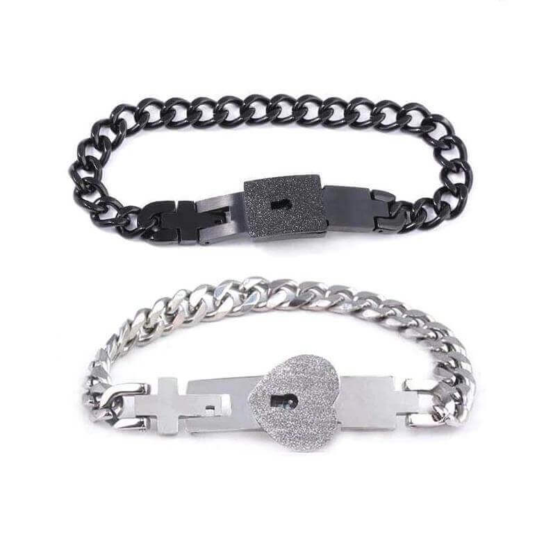 Bracelet Avec Serrure Et Clé, Cadeau De Saint-valentin Pour Les Couples - votrecollierprenomfr