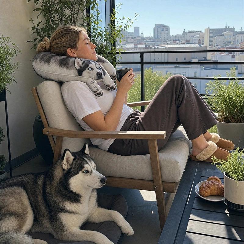 Oreiller Personnalisé Avec Photo Et Nom D'animal De Compagnie, Oreiller De Voyage Avec Nom De Photo Personnalisé, Oreiller De Cou En Forme De U, Cadeau Pour Propriétaire D'animal De Compagnie - votrecollierprenomfr