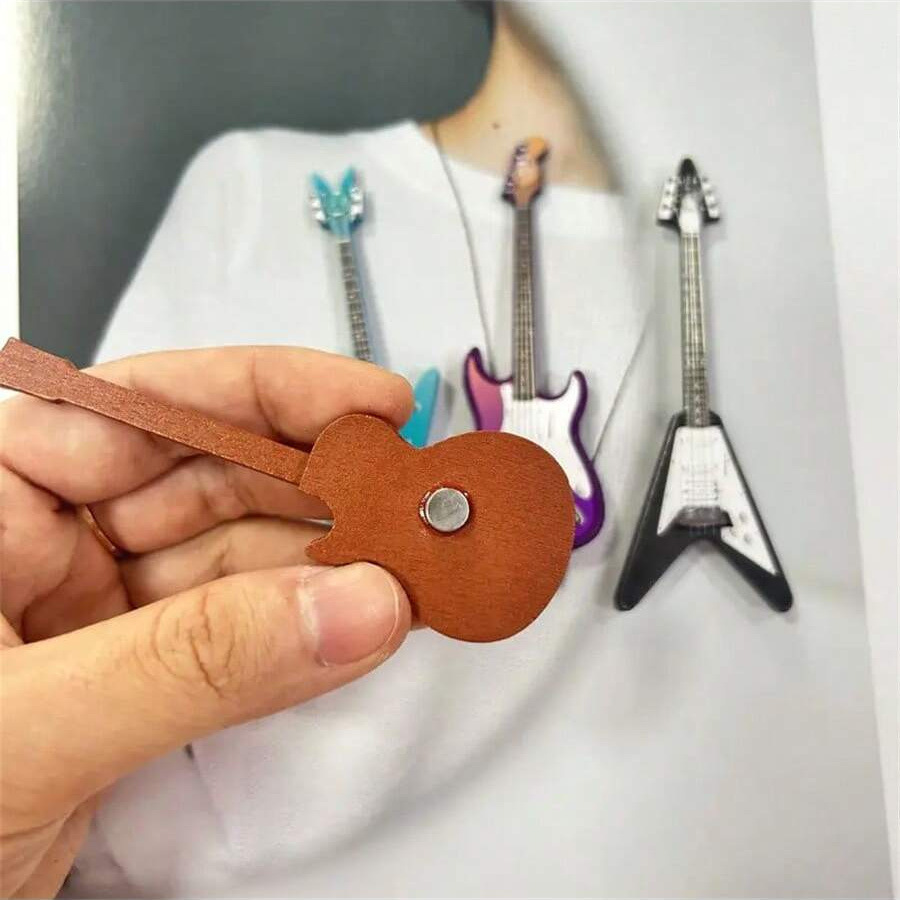 Lot De 4 Aimants De Réfrigérateur En Forme De Guitare, Instruments De Musique - votrecollierprenomfr