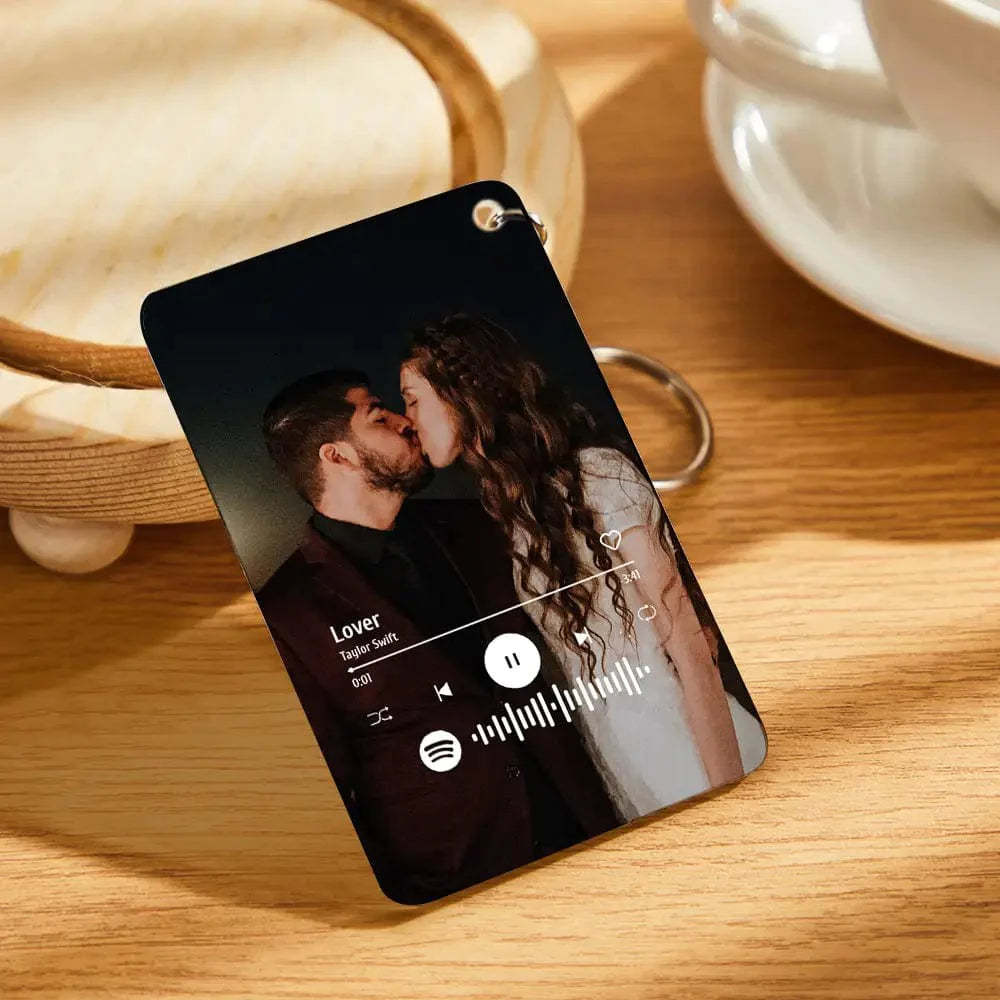 Cadeau Porte-clés/plaque En Verre Acrylique Spotify Personnalisé Pour Les Couples - votrecollierprenomfr
