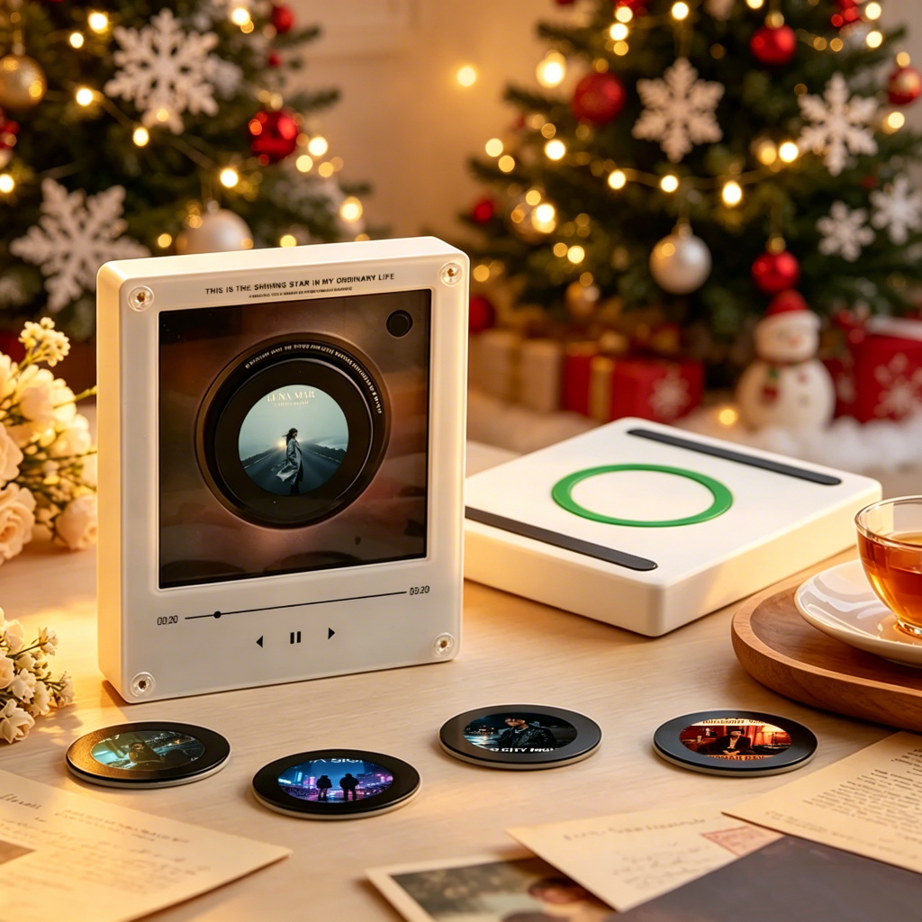 Mini Lecteur De Disques Vinyles Personnalisé Avec 9 Disques, Lecteur De Disques Magnétiques Et Batterie Rechargeable - Idée Cadeau De Noël - votrecollierprenomfr