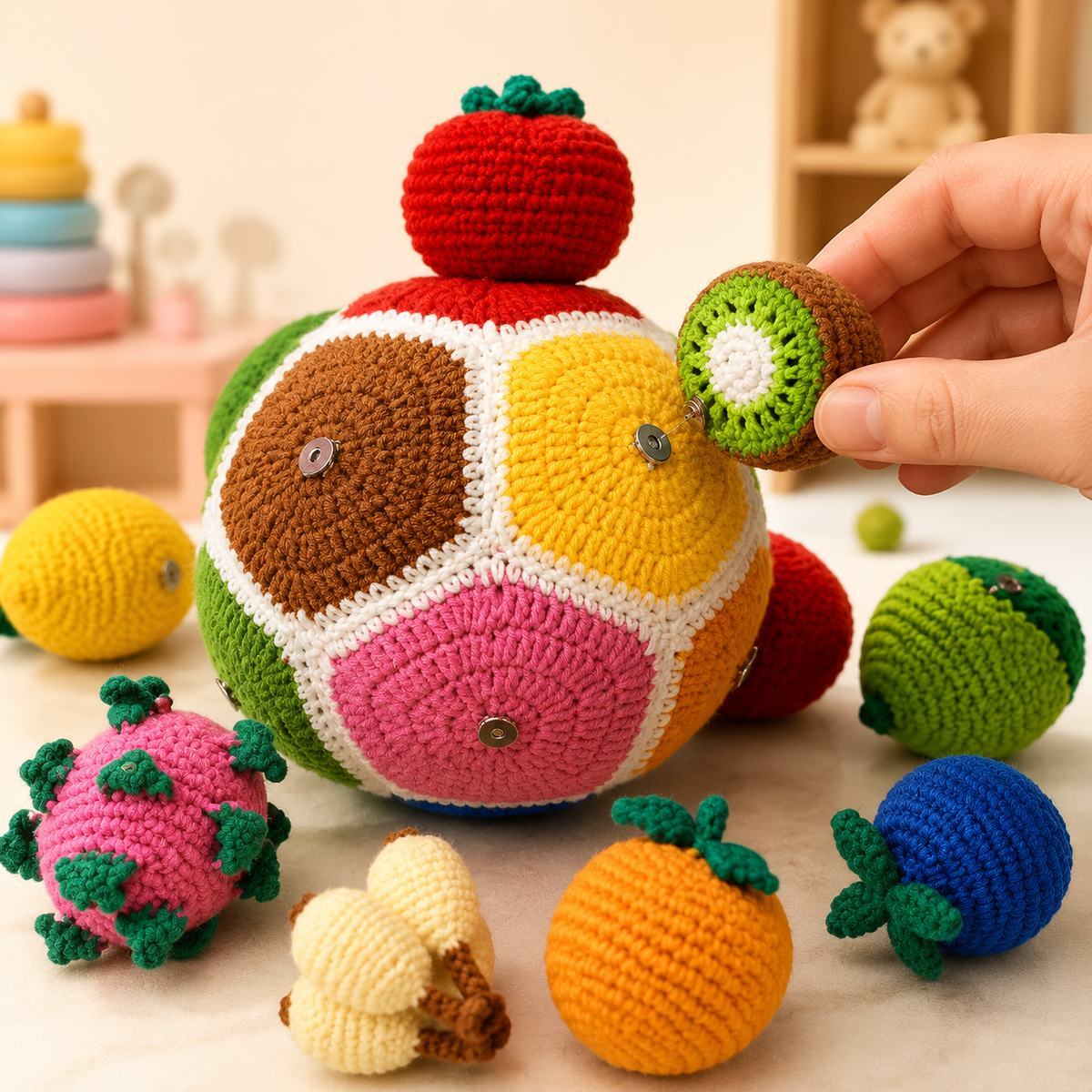 Boule De Puzzle De Fruits Au Crochet Montessori, Jouet Fait à La Main, Boule De Puzzle Assortie De Fruits, Jouet éducatif Pour Tout-petits - votrecollierprenomfr