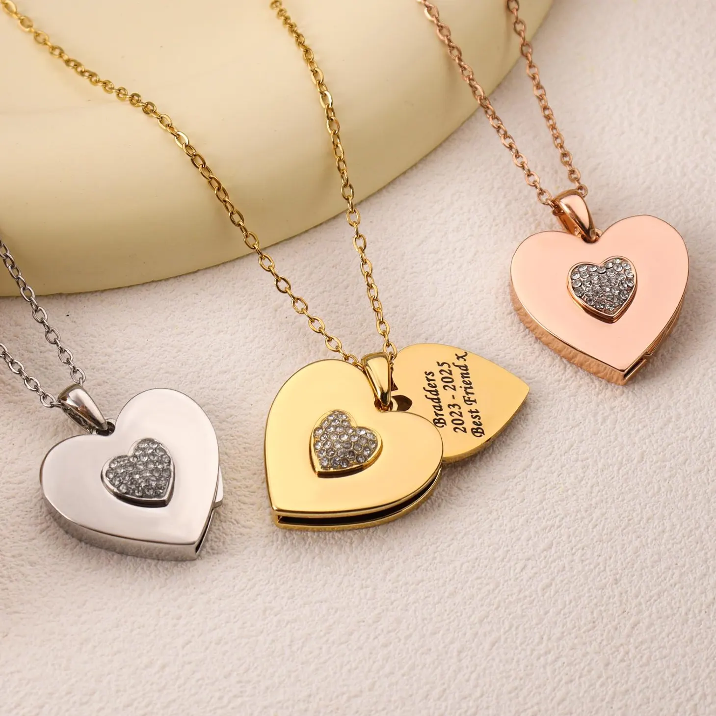 Collier Cœur Personnalisé Avec Message Caché, Pendentif Cœur Gravé D'un Nom, Cadeau Pour Elle