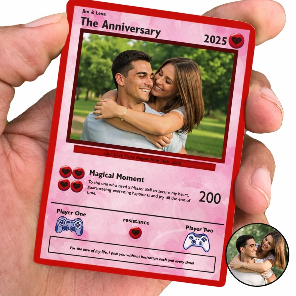 Carte De Saint-valentin Personnalisée Pour Couple, Carte D'anniversaire Personnalisée Avec Photo De Couple Style Anime, Cadeau Idéal Pour La Saint-valentin. - votrecollierprenomfr