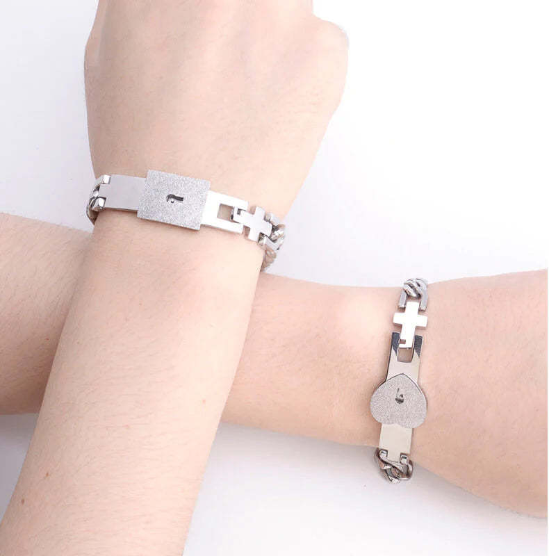 Bracelet Avec Serrure Et Clé, Cadeau De Saint-valentin Pour Les Couples - votrecollierprenomfr