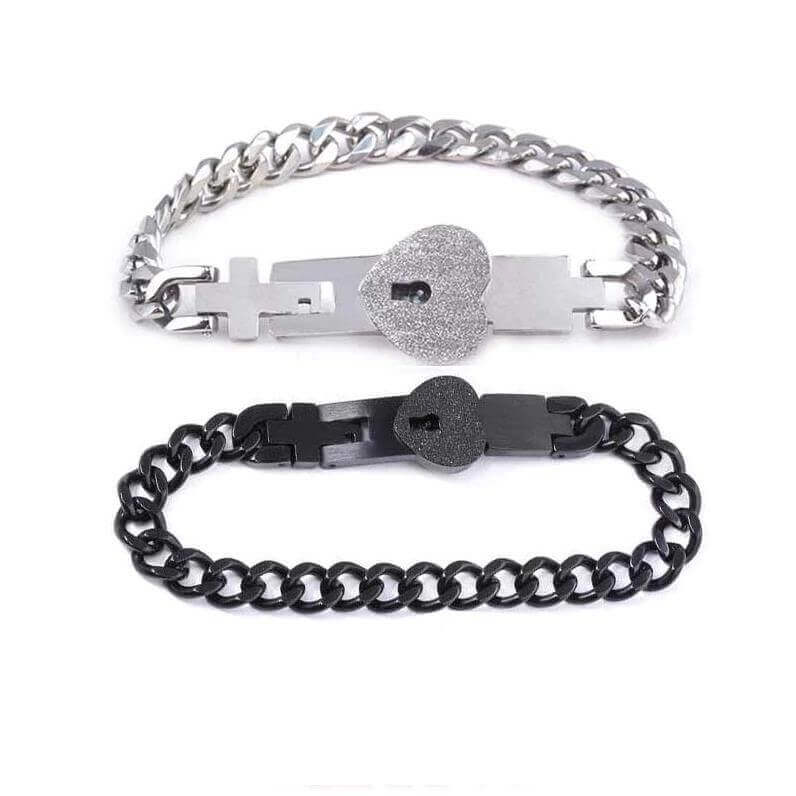 Bracelet Avec Serrure Et Clé, Cadeau De Saint-valentin Pour Les Couples - votrecollierprenomfr
