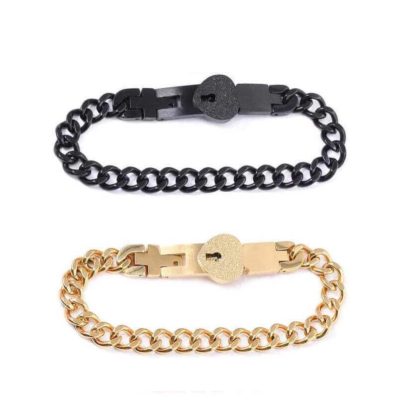 Bracelet Avec Serrure Et Clé, Cadeau De Saint-valentin Pour Les Couples - votrecollierprenomfr