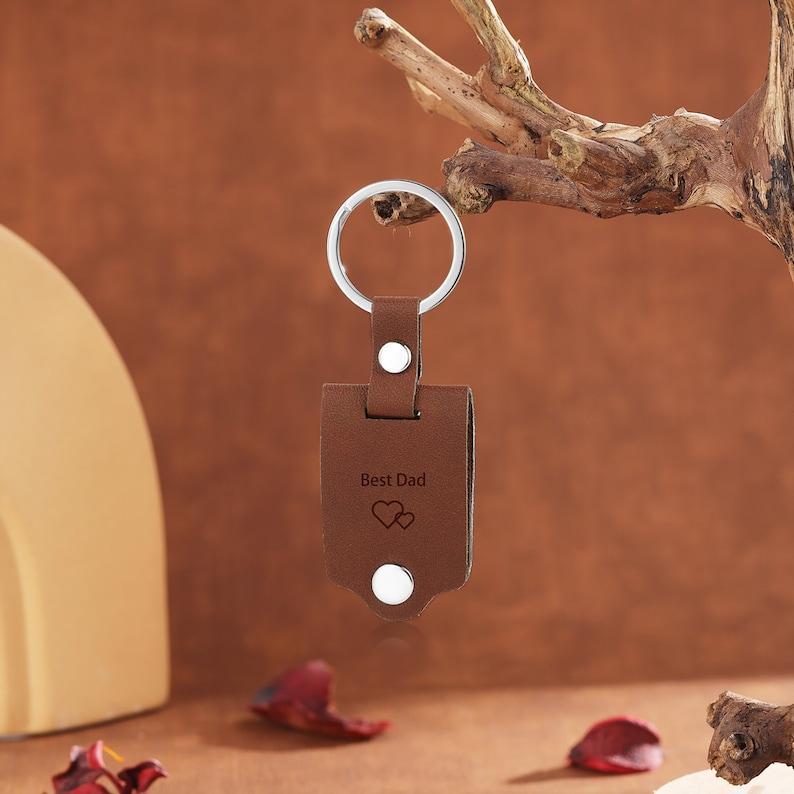 Porte-clés Photo Personnalisé Pour Papa, Porte-clés Personnalisé Avec Nom D'enfant, Porte-clés En Cuir Pour Homme, Cadeaux D'anniversaire Pour Lui, Cadeau De Fête Des Pères - votrecollierprenomfr