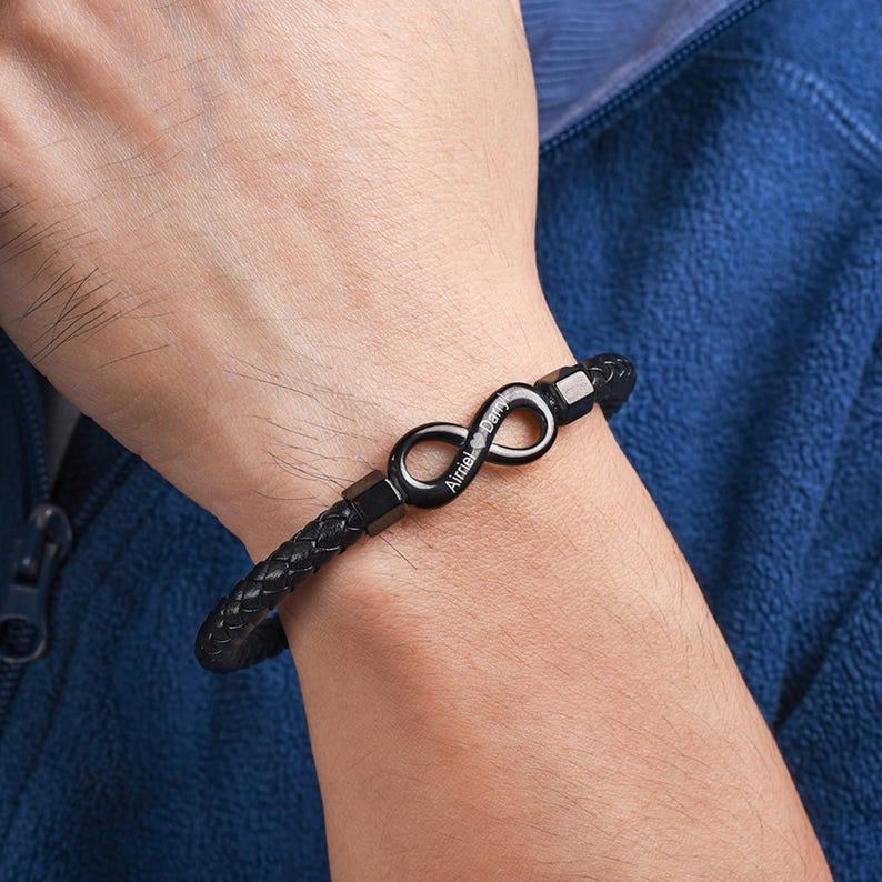 Bracelet Infini Personnalisé Avec Noms Personnalisés « à Mon Homme » Symbole Infini Gravé Cadeau D'anniversaire Pour Lui Cadeau De Mari De La Part De Sa Femme - votrecollierprenomfr