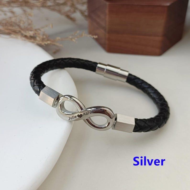 Bracelet Infini Personnalisé Avec Noms Personnalisés « à Mon Homme » Symbole Infini Gravé Cadeau D'anniversaire Pour Lui Cadeau De Mari De La Part De Sa Femme - votrecollierprenomfr