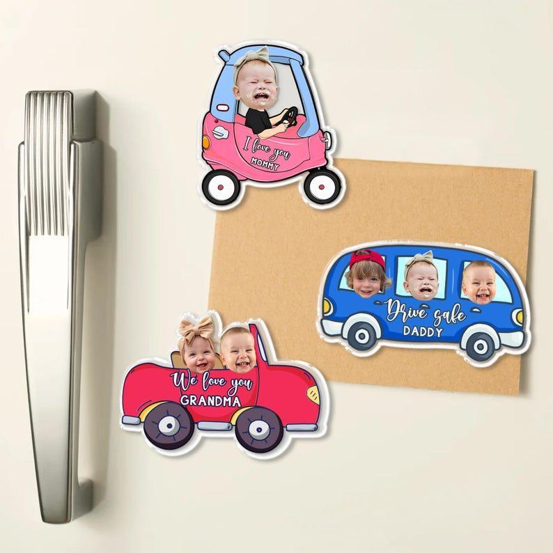 Cadeaux Personnalisés Pour La Fête Des Pères, Aimant De Réfrigérateur De Voiture Personnalisé Avec Visage De Bébé, Cadeau Pour Papa, Aimant De Voiture Photo Drôle - votrecollierprenomfr