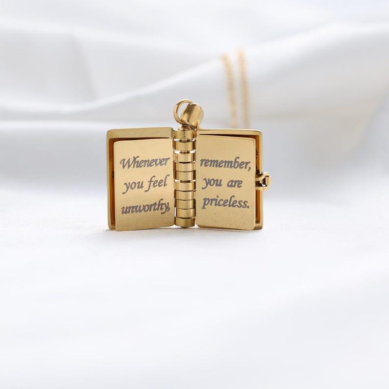 Collier Médaillon Livre Personnalisé Avec Pendentif Livre De Sept Pages Contenant Une Lettre D'amour Secrète, Cadeau D'anniversaire - votrecollierprenomfr