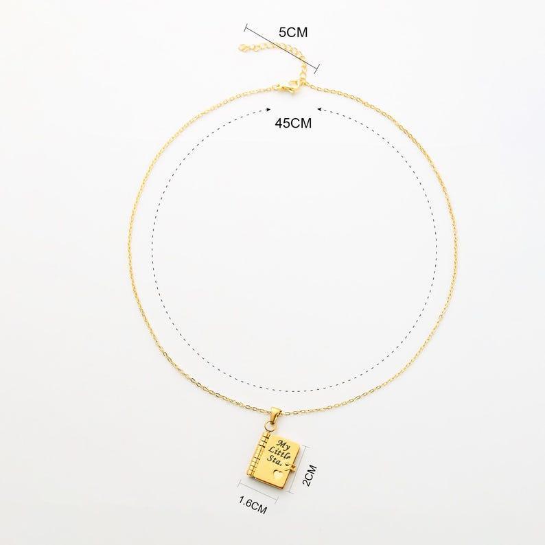 Collier Médaillon Livre Personnalisé Avec Pendentif Livre De Sept Pages Contenant Une Lettre D'amour Secrète, Cadeau D'anniversaire - votrecollierprenomfr