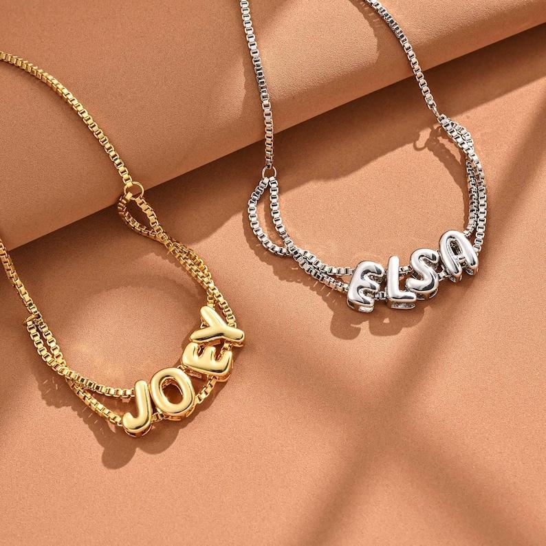 Bracelet Prénom Personnalisé Avec Lettres Bulles, Bracelet Prénom Gravé, Bracelet Prénom Demoiselle D'honneur, Cadeau Pour Elle - votrecollierprenomfr