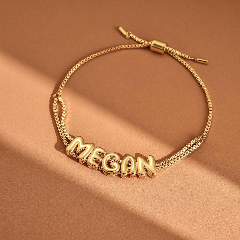 Bracelet Prénom Personnalisé Avec Lettres Bulles, Bracelet Prénom Gravé, Bracelet Prénom Demoiselle D'honneur, Cadeau Pour Elle - votrecollierprenomfr