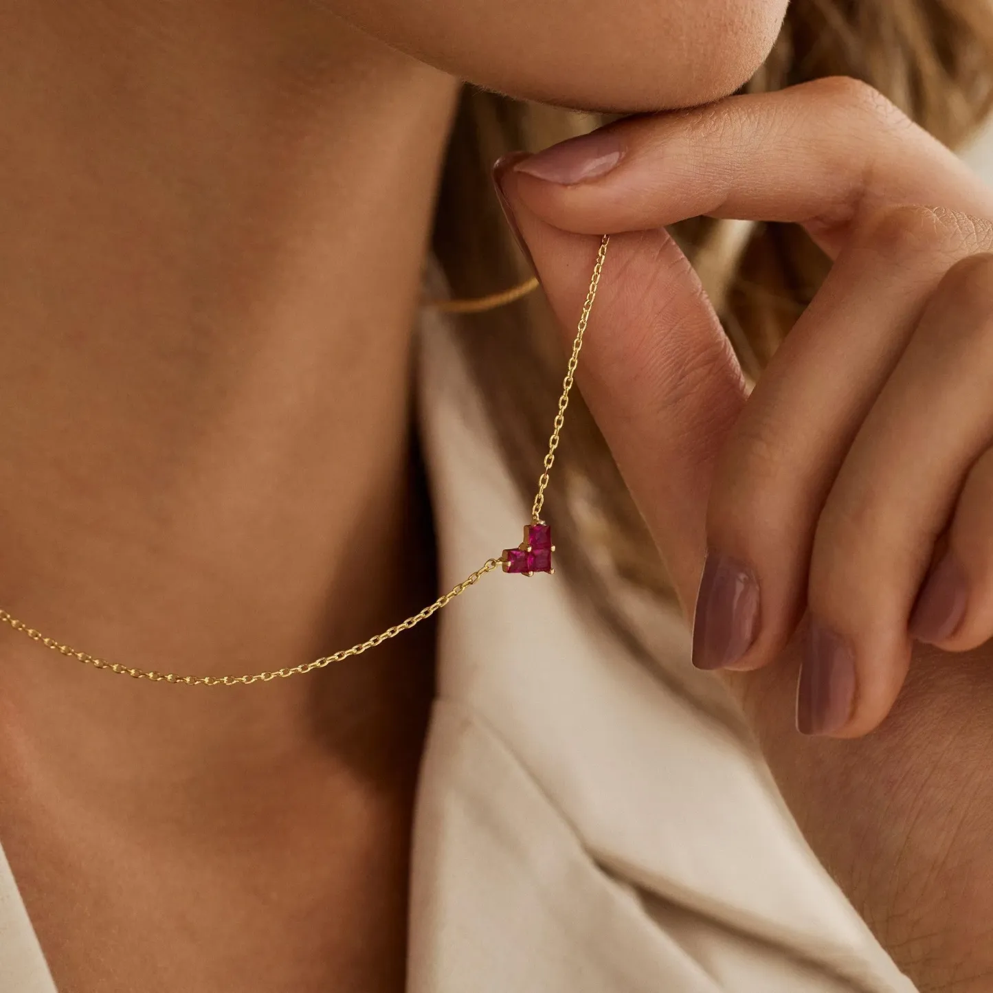 Collier Pendentif Cœur Délicat Personnalisé Avec Pierre De Naissance - Collier Minimaliste - Cadeau Saint-valentin - votrecollierprenomfr