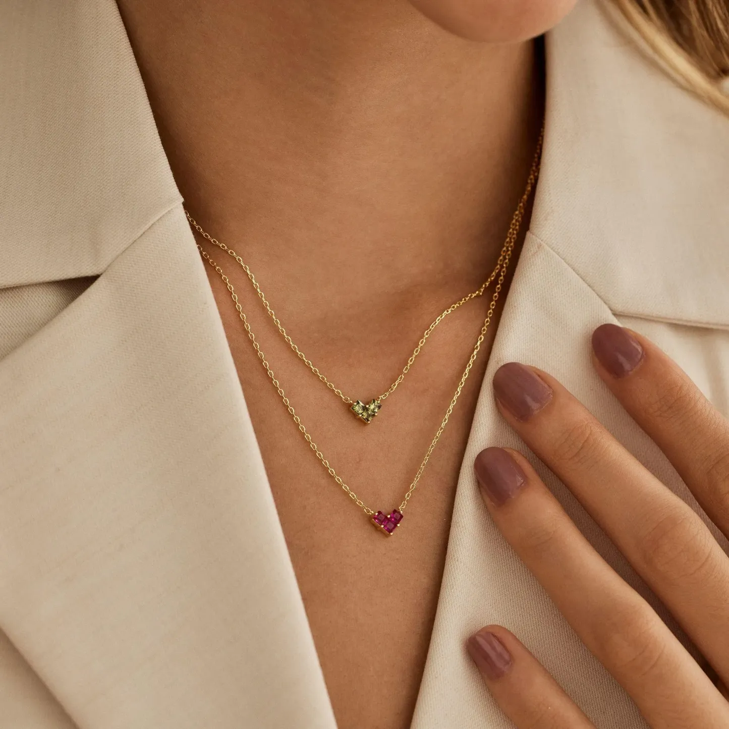 Collier Pendentif Cœur Délicat Personnalisé Avec Pierre De Naissance - Collier Minimaliste - Cadeau Saint-valentin - votrecollierprenomfr