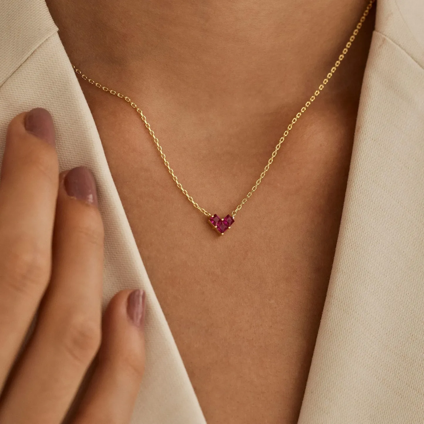 Collier Pendentif Cœur Délicat Personnalisé Avec Pierre De Naissance - Collier Minimaliste - Cadeau Saint-valentin - votrecollierprenomfr