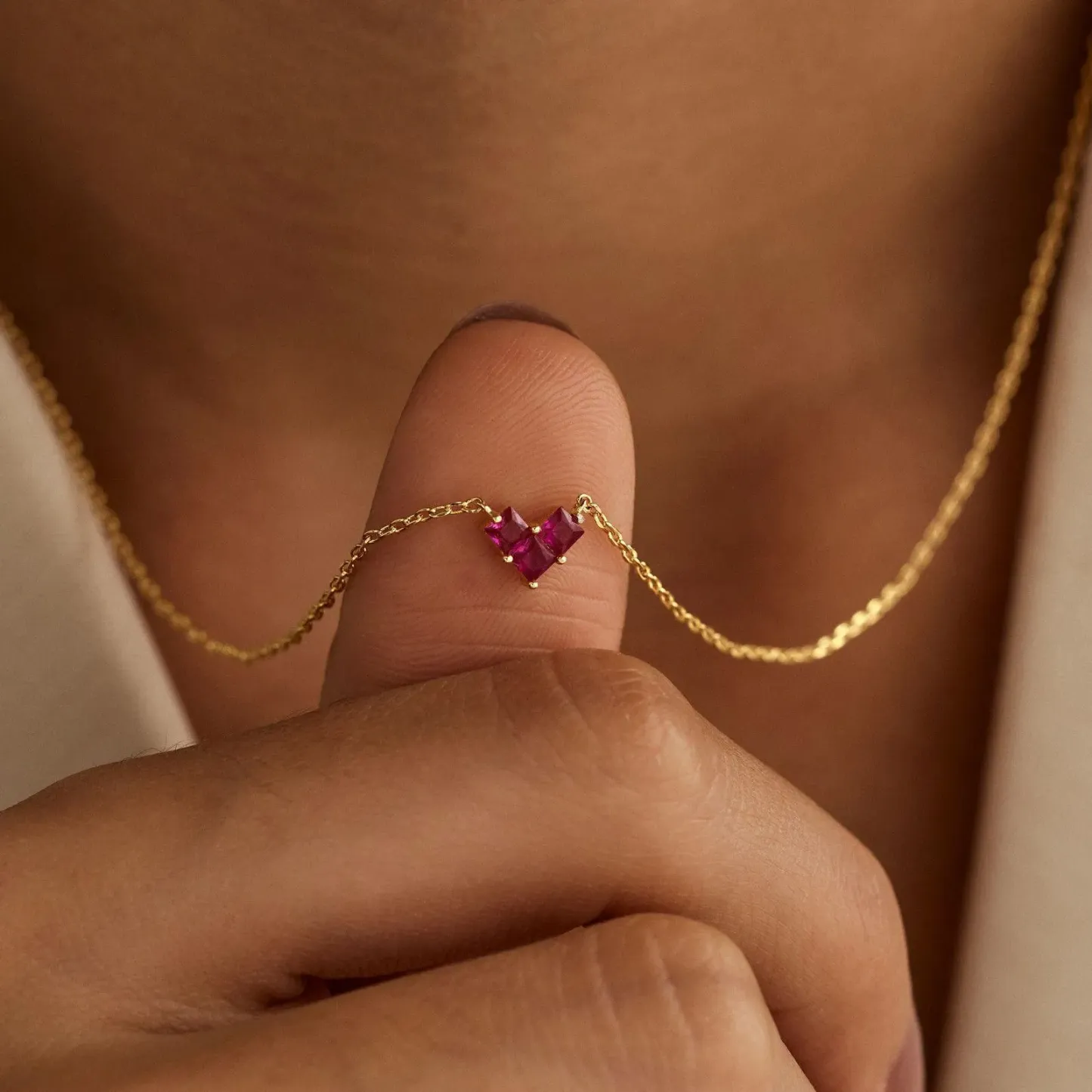 Collier Pendentif Cœur Délicat Personnalisé Avec Pierre De Naissance - Collier Minimaliste - Cadeau Saint-valentin - votrecollierprenomfr