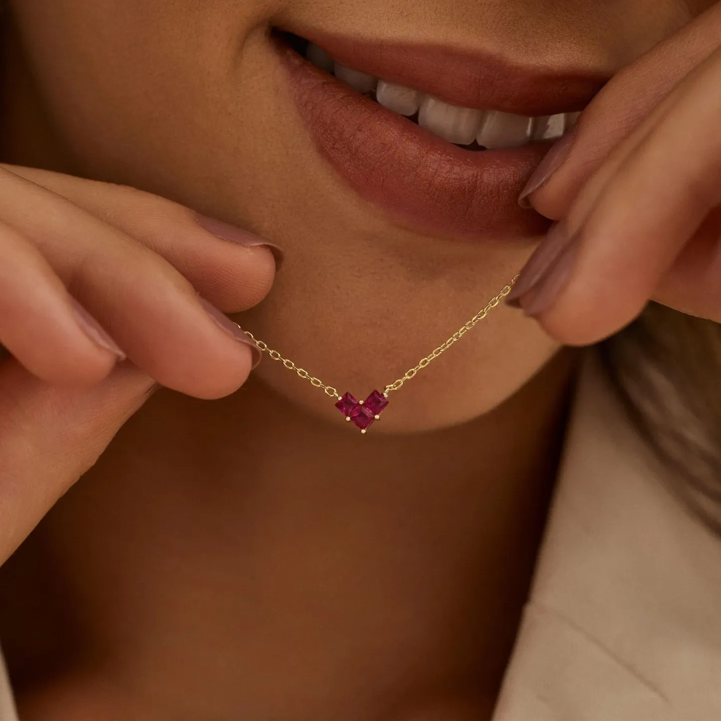 Collier Pendentif Cœur Délicat Personnalisé Avec Pierre De Naissance - Collier Minimaliste - Cadeau Saint-valentin - votrecollierprenomfr