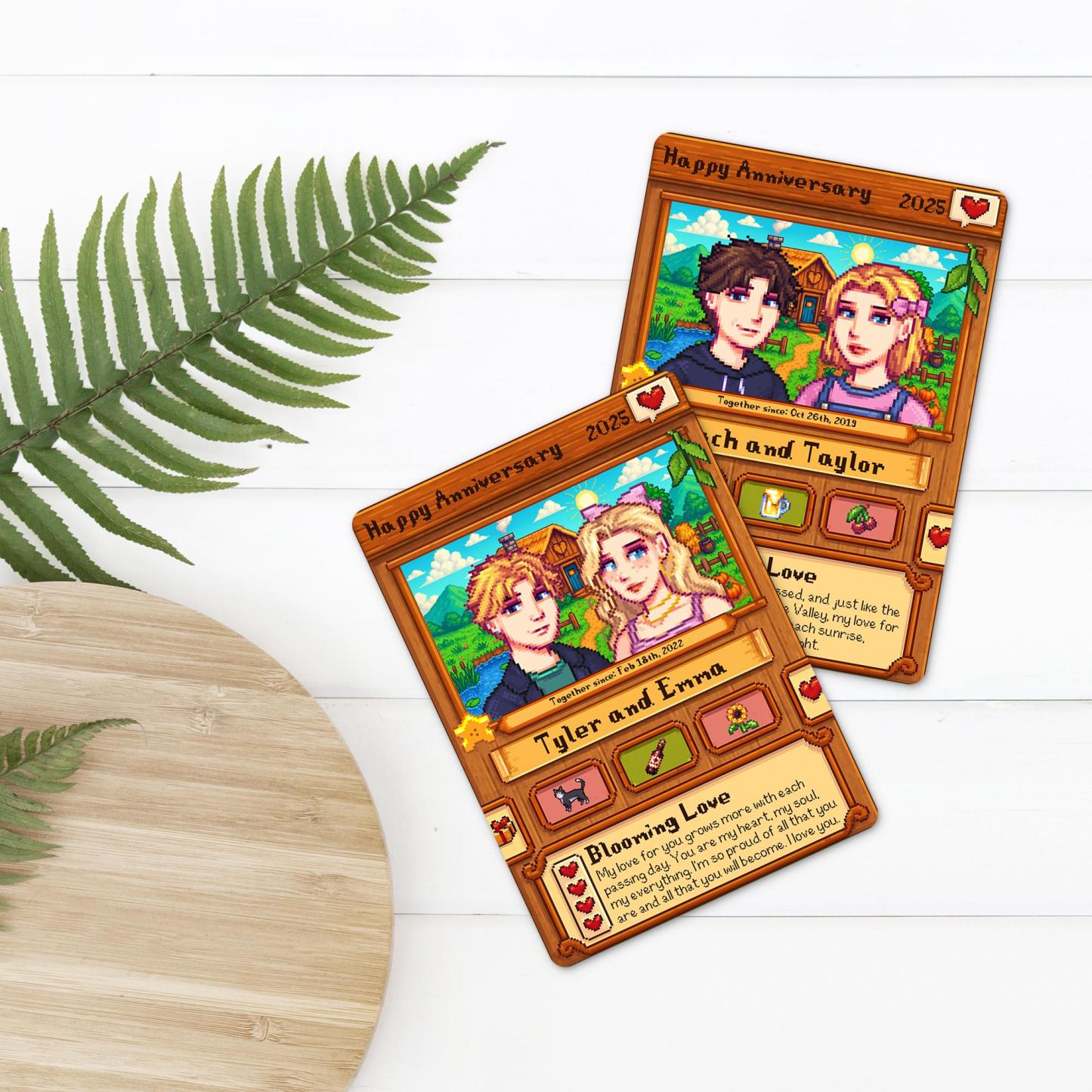 Carte De Profil De Fermier Personnalisée En Pixel Art, Style 8 Bits, Pour La Saint-valentin. Carte De Jeu De Ferme Rétro En Pixel Art. Cadeau Pour Lui. - votrecollierprenomfr