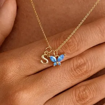 Collier Papillon Personnalisé Avec Initiale Et Pierre De Naissance - Bijou Monogramme Personnalisé - Cadeau D'anniversaire Pour Elle - votrecollierprenomfr