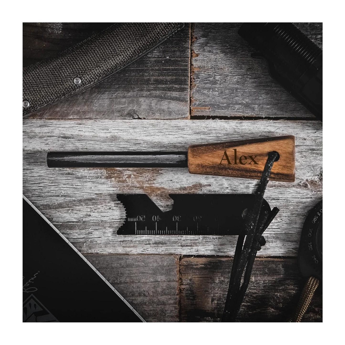 Allume-feu Gravé Personnalisé FIRE STARTER Steel Ferro Rod Nom Personnalisé Ferro Rod Camping Tool Cadeau De La Fête Des Pères Pour Papa - votrecollierprenomfr