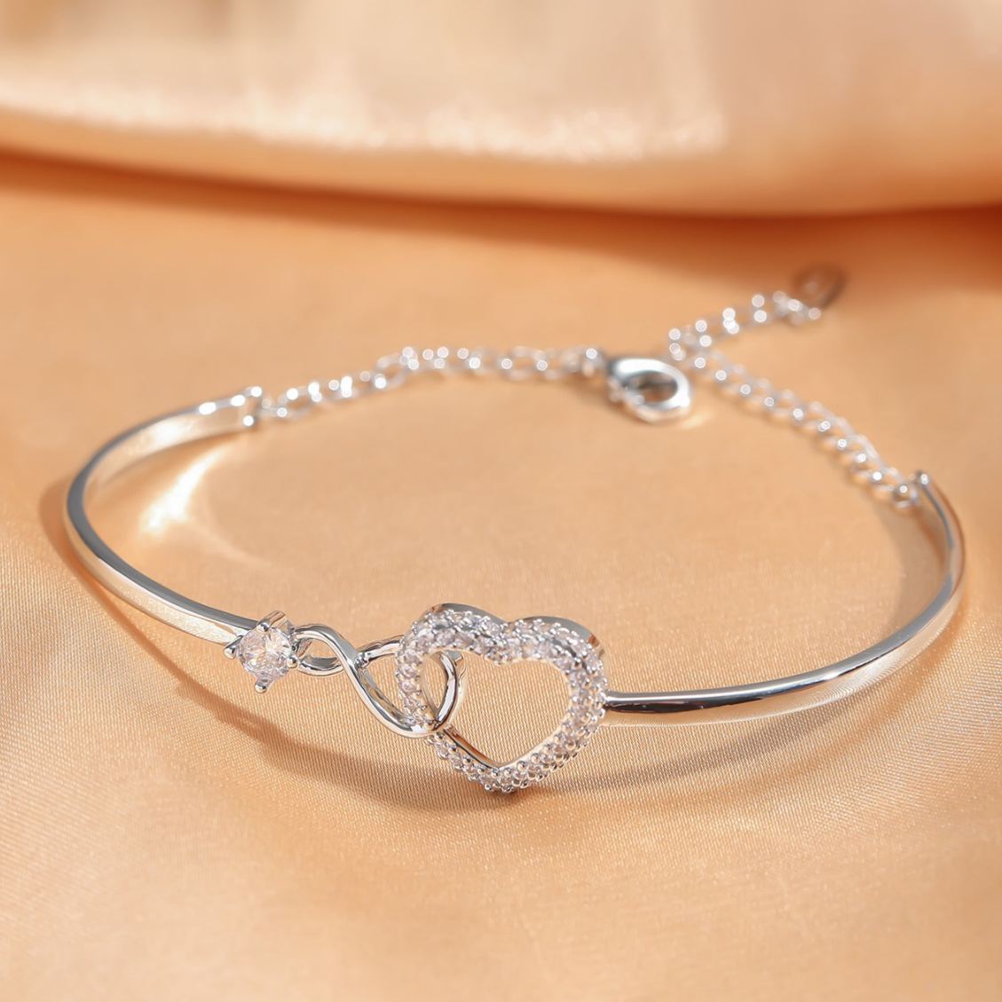 Bracelet Cœur Éternel Brillant Amour Mère Et Fille Cadeau Parfait - votrecollierprenomfr