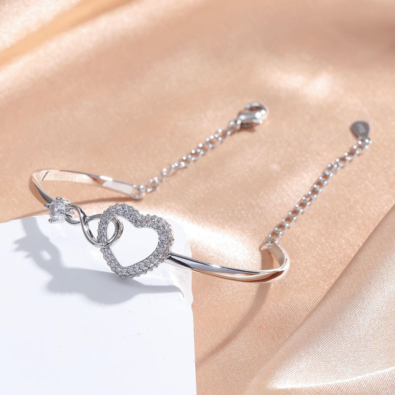 Bracelet Cœur Éternel Brillant Amour Mère Et Fille Cadeau Parfait - votrecollierprenomfr