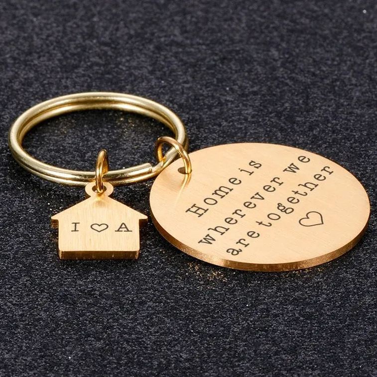 Porte-clés Personnalisé « nouvelle Maison » Pour Couples, Porte-clés Avec Initiales Gravées, Idéal Pour Petit Ami Ou Petite Amie. - votrecollierprenomfr