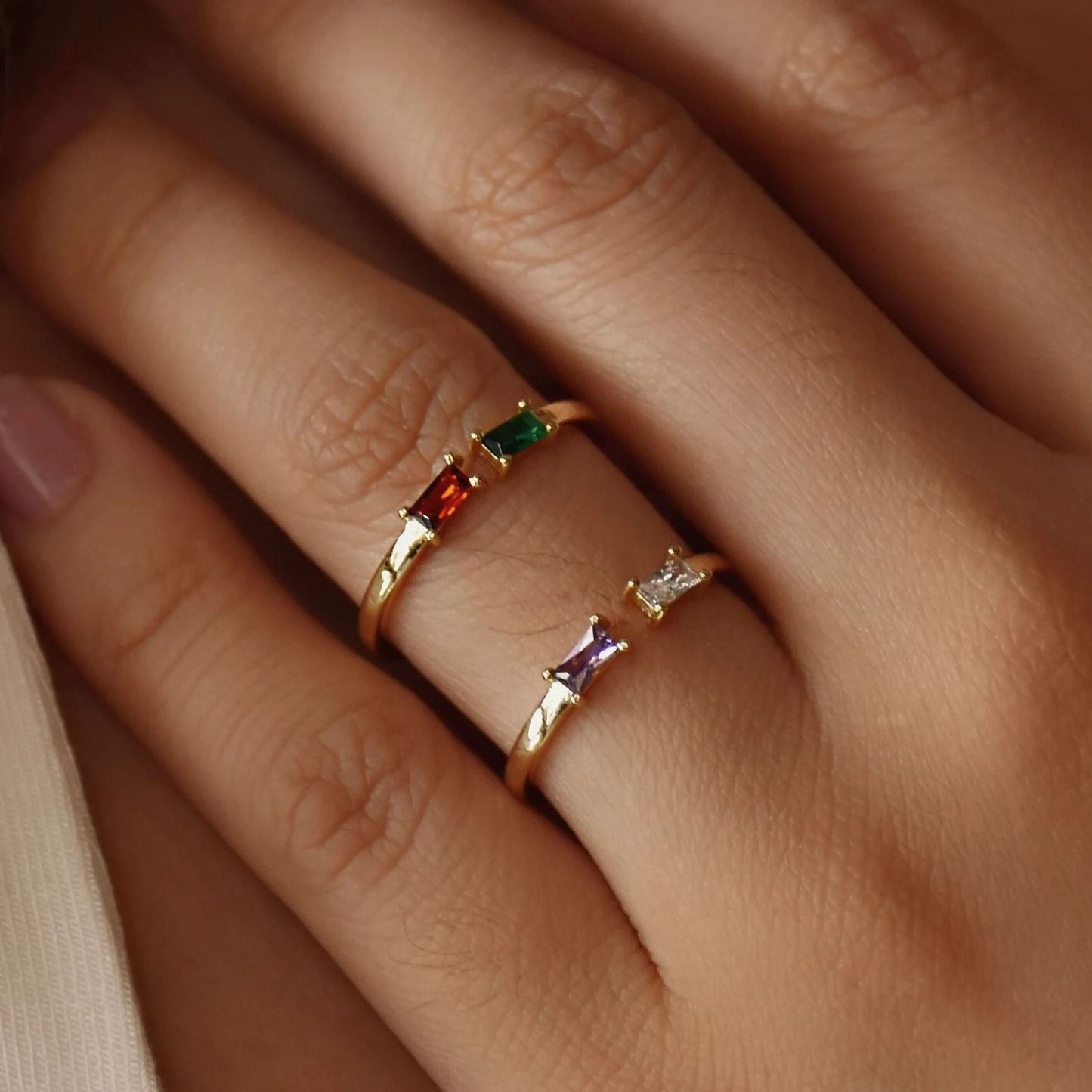 Bague Personnalisée Deux Pierres De Naissance Pour Couple - Cadeau Délicat Pour Un Anniversaire De Mariage - votrecollierprenomfr