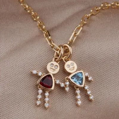Collier Personnalisé Pour Enfants Avec Pierre De Naissance – Pendentif Personnalisé Avec Breloques Et Pierre Du Mois - votrecollierprenomfr