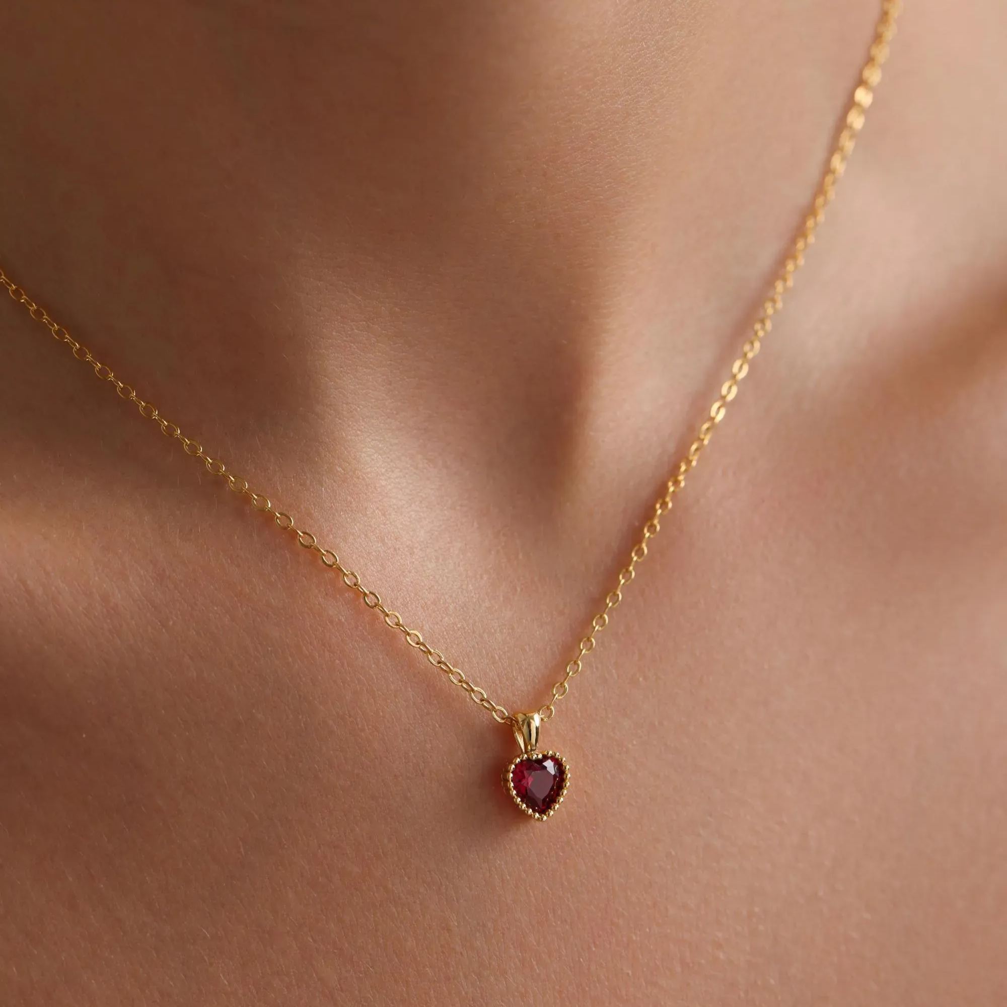 Collier Personnalisé Avec Pierre De Naissance, Collier Cœur Pour Anniversaire, Mois De Naissance, Cadeau De Saint-valentin Pour Elle