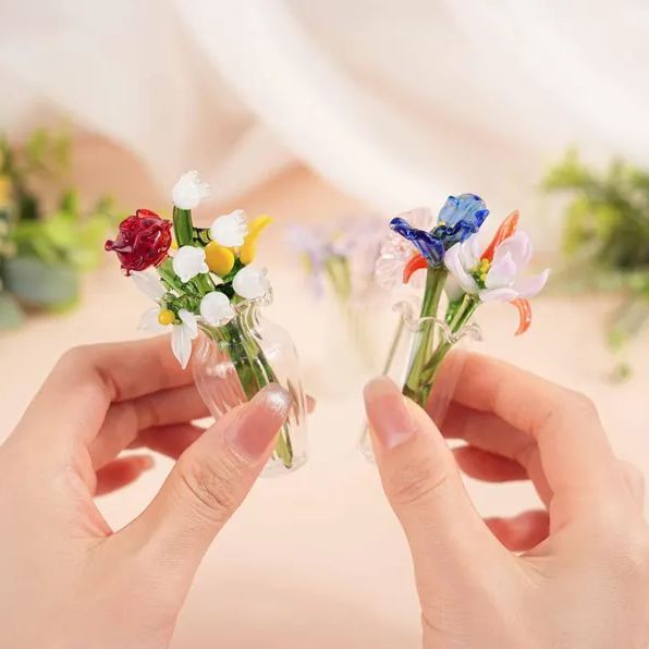 Bouquet De Fleurs De Naissance En Verre Personnalisé, Mini Cadeau Floral Pour Maman, Grand-mère, Cadeau Pour La Fête Des Mères - votrecollierprenomfr