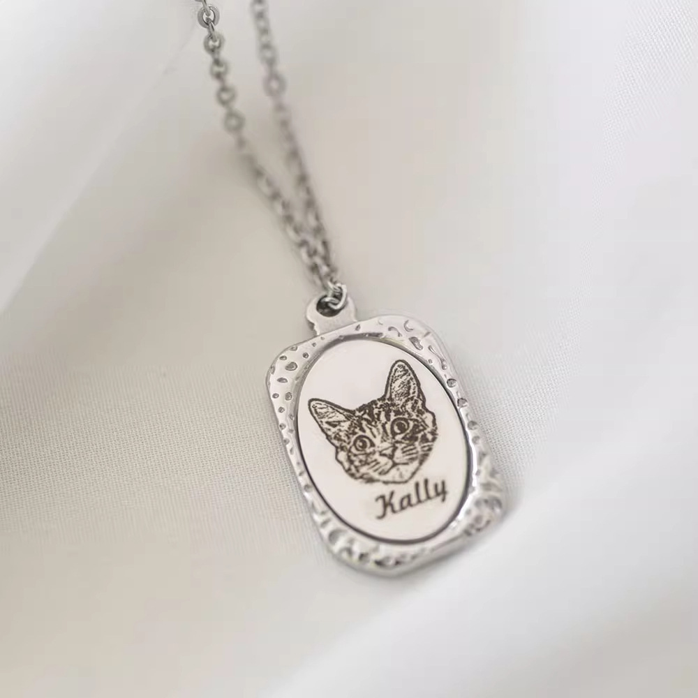 Collier Photo Personnalisé Pour Animaux De Compagnie, Pendentif Texturé Avec Nom Personnalisé, Cadeau Pour Amoureux Des Animaux De Compagnie - votrecollierprenomfr