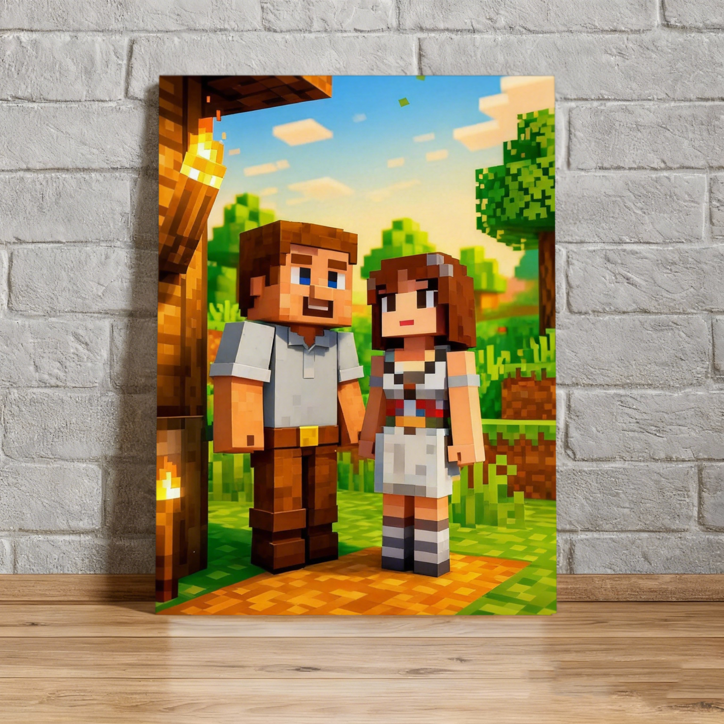 Cadeau De Saint-valentin : Toile Personnalisée Style Bloc, Portrait Pixelisé, Photo Personnalisée, Art Voxel Géométrique, Impression Animée Style Bloc, Cadeau Pour Lui - votrecollierprenomfr