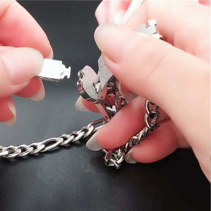 Bracelet Avec Serrure Et Clé, Cadeau De Saint-valentin Pour Les Couples - votrecollierprenomfr